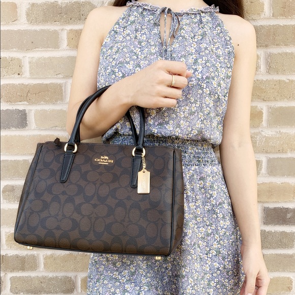 Coach purple brown signature black satchel Bag - Picture 2 of 6